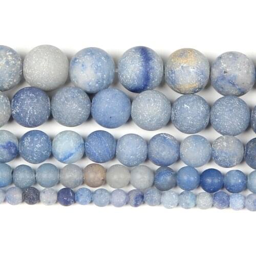 4-12mm Natural Stone Beads Loose Round frosted Blue Tanglin Stone Beads For Jewelry Making DIY Charm Bracelet Necklace Handmade