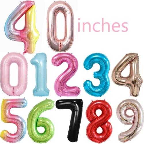 40Inch Big Foil Birthday Balloons Helium Number Balloon 0-9 Happy Birthday Wedding Engagement Decor Shower Large Figures Globos