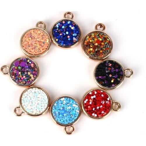 6pcs/lot Gold Zinc Alloy Floating Sequins Charms Pendant For Bracelet Necklace Jewelry Making DIY Earring Findings