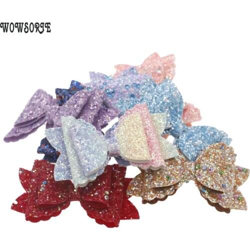 8.5cm baby Dot Sequin Glitter Bow Accessory Boutique Hair Bows Hairclips without headband No Clip girl Hair Accessories 5pcs/lot