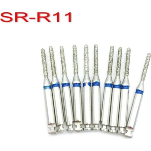 10Pcs/pack RA Dental Diamond Burs Drill For Low Speed Handpiecs Polisher 2.35mm Shank Dentist Tool SR-R11