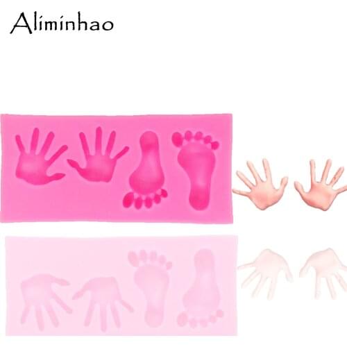 B1330 Baby hands and feet Silicone Mold Candy Clay Chocolate Molds Fondant Cake Decorating Tools dessert decorators moulds