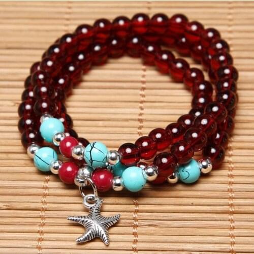 6 mm Pearl imitation garnet bracelet red garnet bracelet wine red bracelet gift