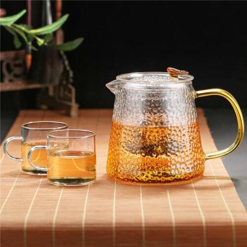High Borosilicate Glass Teapot Filter Bubble Teapot Household High Temperature Resistance Hammer Pattern Teapot Kung Fu Tea Set