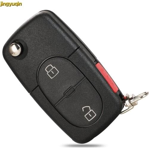 Jingyuqin Flip Remote Car Key Fob Shell For VW Volkswagen Passat Jetta Golf Beetle 3/3+Panic/4 Buttons Fit CR1616/CR1620
