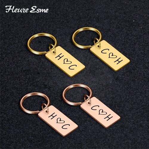 Customized Couples Keychain Boyfriend Girlfriend Keyring Husband Anniversary Valentine Day Gift Women Men KeyChain