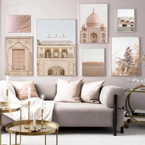 Islamic Canvas Painting Plant Leaf Beach Wall Art Print Architecture Picture Nordic Travel Landscape Poster Home Decor TB150
