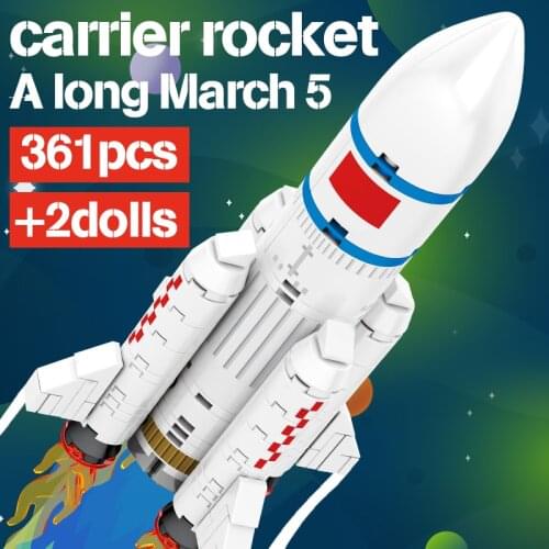 Aerospace Rocket Building Blocks Space Launcher Vehicle Model Astronaut Figures City Technical Bricks Toys Gift for Kids