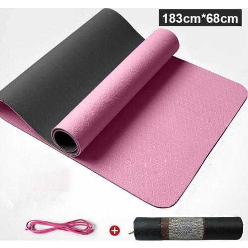 Yoga Mat TPE Two-color TastelessNon-slip Pilates Beginner Widened Fitness Dance Mat Home Fitness Mat 183*68*0.8cm Workout Mat
