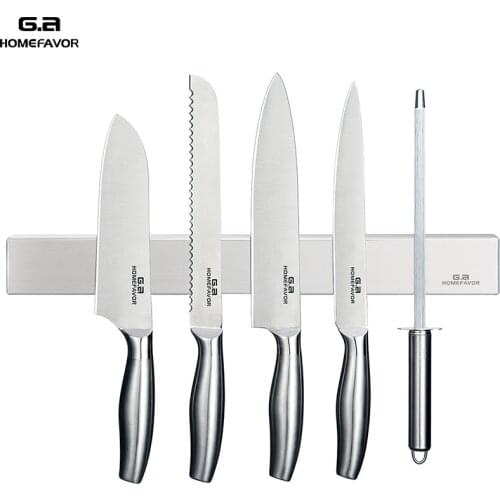 Magnetic Knife Blocks Holder Wall Mounting Magnet Knives Stand Rack Saving Space Stainless Steel Kitchen Organizer