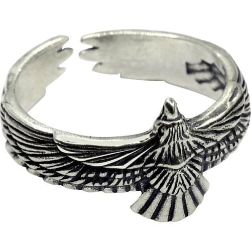 Man Personality Eagle Feather Ring Jewelry Fashion Vintage Silver Color Eagle Adjustable Ring Boy Friend Birthday Gift