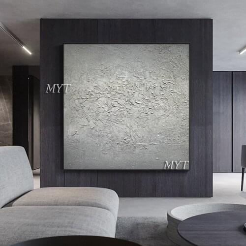 Hotel Wall Decorative Canvas Art Hand Painted Large Size Gray Design Oil Painting Wall Hangings Picture Art For Modern Home