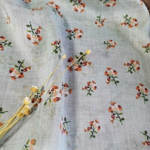 Natural pure ramie fabric Floret printing fabric for dress High grade robe dress cheongsam fabric