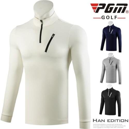 PGM Autumn Mens T-shirt Long-sleeved Golf Apparel Clothes Shirt Outdoor Sports Zipper Tops Training Team Uniform