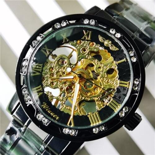 Winner 2020 Brand Mens Watches Luxury Rhinestone Roman Number Business Mechanical Watch For Man Sports Clock Relogio Masculino