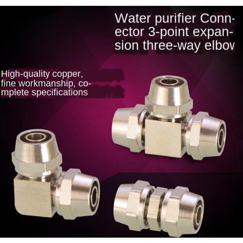 Connector Pure Water Machine Water Inlet Tee Water Filter Water Dispenser 3/8IN Three Pass Filter Elbow Copper Fittings