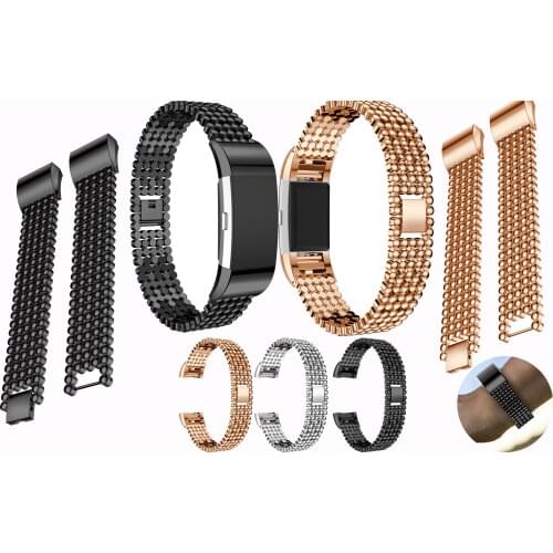 For Fitbit Charge2 Flat bottom bead Strap for Fitbit Charge 2 Smart Watch bands Aluminum Alloy Replacement Wristband Accessories