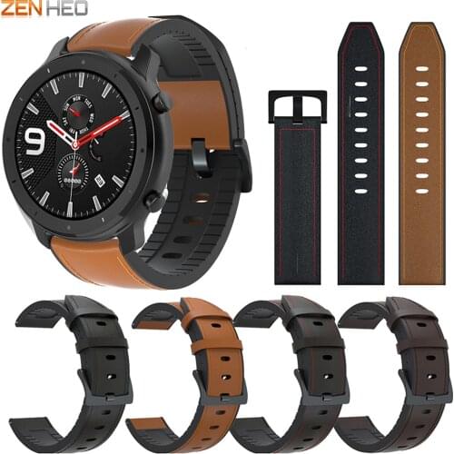 Silicone Leather Strap For Huami Amazfit GTR 42mm 47mm Watch Band Replacement Watchband For Huawei Watch GT/GT2 42mm 46mm