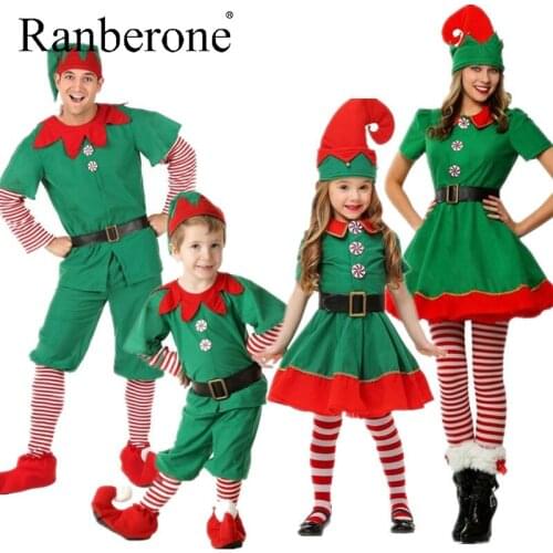 Ranberone Family Christmas Striped Family Matching Outfits 2020 Xmas Clothes Adult Kids Cosplay Party Clothes Full Sleeve Suit