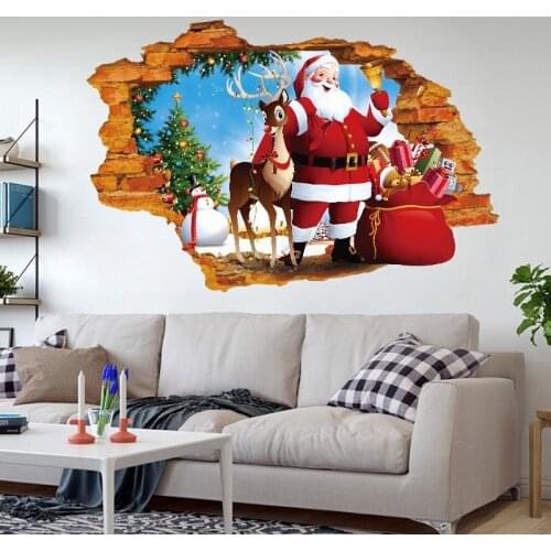 Santa Claus Christmas Reindeer wall stickers PVC Material Christmas poster for Living room bedroom kids room Decoration Stickers