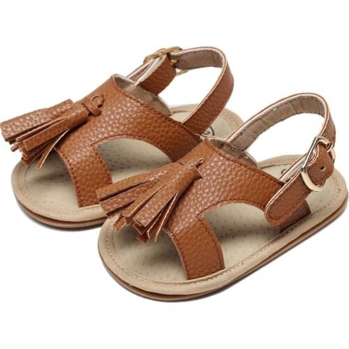 PU Sandals Summer Girls Boys Tassel Anti-slip Soft-Soled FirstWalkers Infant Children Casual Shoes