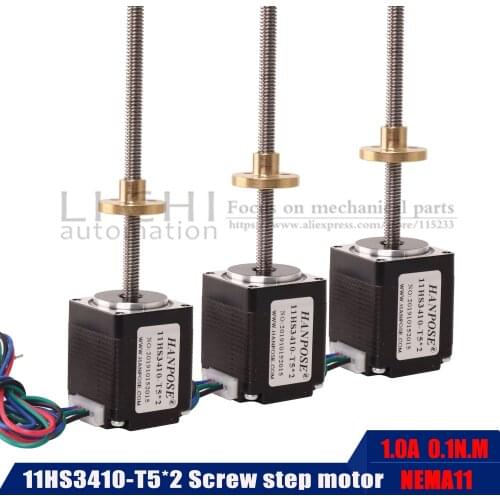 Length 200mm 250mm 300mm Nema11 stepping motor 11HS3410s-t5x2- with copper nut lead suitable for 3D printer z-axis long screw