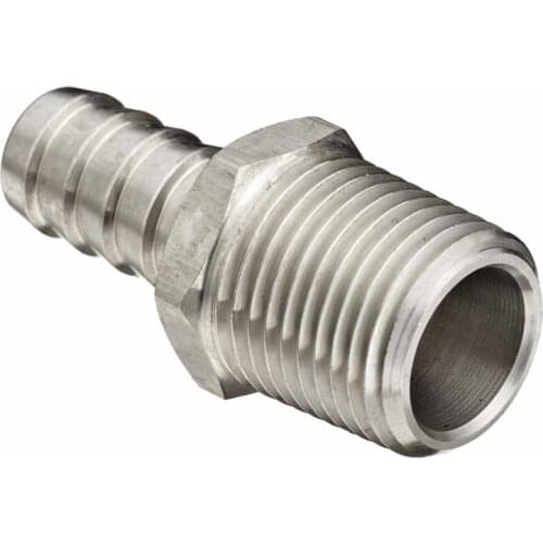 The Bar Production Stainless Steel 316 Barb Fitting Coupler / Connector 1/2" Hose ID x 1/2" Male NPT Air Fuel Water