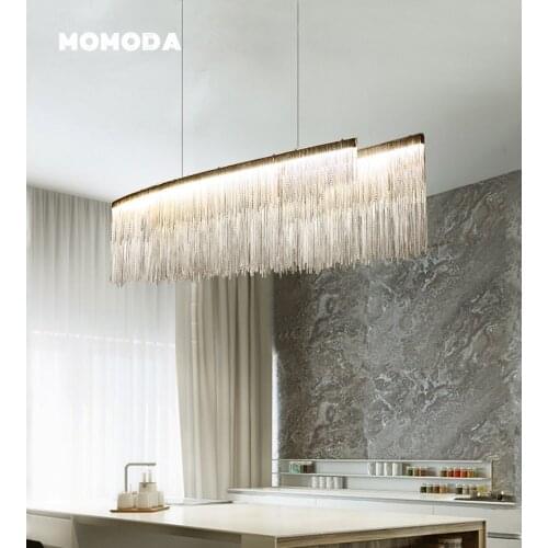 Nordic LED Chandeliers Lighting Modern Tassel Aluminum Metal Pendant Hanging Lamps Lustre Bedroom Living Room Lights Fixture
