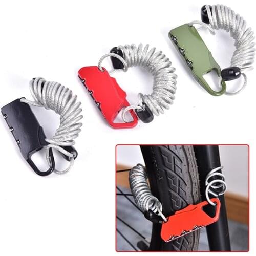 Bike Lock Spring Disc Cable Wire Security Lock Portable Spring Anti-theft Bicycle Code Lock Mini 3 Digits Combination Password