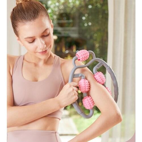 Yoga Massage Roller Trigger Point Massage Rollers 4 Wheel U Shape for Arm Leg Neck Muscle Tissue for Fitness Gym Pilates Sports
