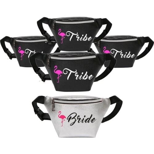 Custom Fanny Waist Pack - Bridesmaid Tribe, Bride Bachelorette Neon Fiesta Party Flamingo Swimsuit Bag Fanny Pack