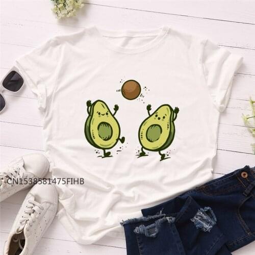 Summer XS-4XL Lovely Avocado Print T-Shirt Women Soft Premium Women Shirts Crew Neck Short Sleeve Tees T-Shirt Female TShirt