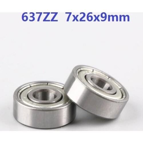 100pcs/lot 637ZZ 637-ZZ 637 ZZ 7*26*9mm 637Z Deep Groove Ball bearing Mini Miniature Ball Bearings 7x26x9mm