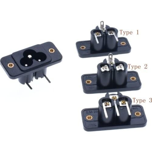 3 Pin IEC320 C6 AC Plug Power Socket with Screw on Mounting Solder Terminal 250V 2.5A