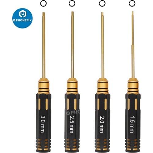 RC Tools 4pcs Screwdriver Hexagon Head 1.5 2.0 2.5 3.0mm Titanium Coated Hex Screw Driver Tools Set Kits For RC FPV Helicopter
