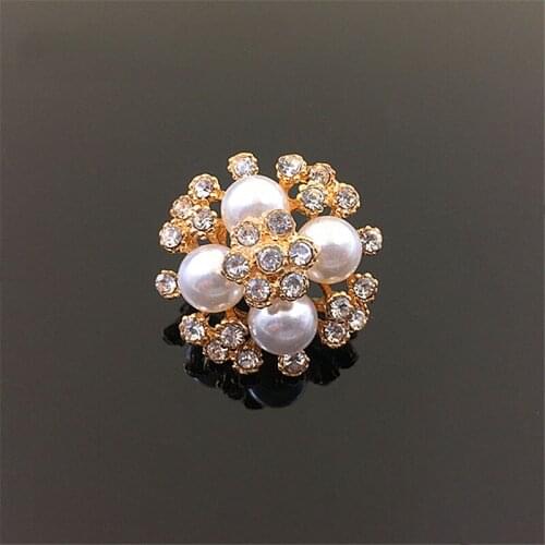 50pcs Flower Pearl Crystal strass Rhinestone Applique Accessories Buckle Button Wedding Dress Belt Hairpin Hair Clip Decoration