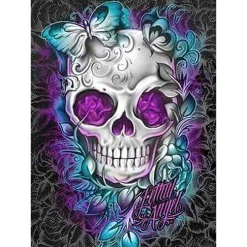 5D Diy Diamond Painting Cross Stitch Skull Butterfly Full Square Round Diamond Embroidery Home Mosaic Needlework Rhinestones Kit