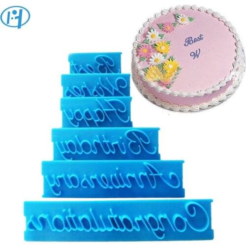 6Pcs Plastic Cake Cookie Biscuit Decoration Mold Happy Birthday Best Wishes Anniversary Shape Cake Letters Printing Cutter Mold