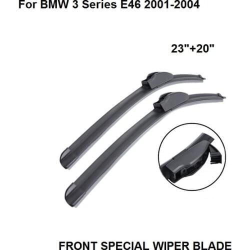 Car Front Special Wiper blades For BMW 3 Series E46 (2001-2004), 23"+20" standard hook, bracketless, windscreen