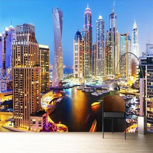 Beibehang Custom wallpaper murals simple high-rise buildings modern City night view wall decoration 3D painting papel de parede
