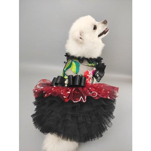 Free Shipping Handmade Dog Clothes Luxury Pet Dress Black Lace Skirt Tulle Pets Evening Party Tutu Cats 2 Styles Poodle Yorkie