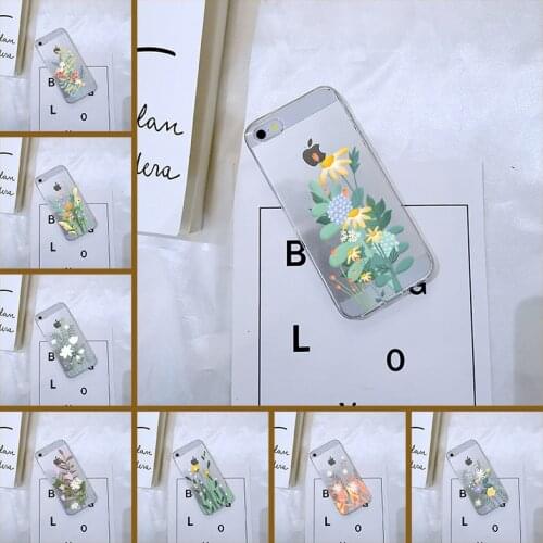 Aesthetic Flower Art Floral Pretty Phone Case For iPhone 5 5C 5S SE 4 4S Silicone Soft Back Cover For Apple iPhone 4 5 S Case