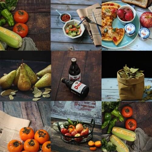 Photography Background Woodgrain Wooden Texture 2 Sided Paper Board for Food Fruit Vegetables Studio Photo Shoot Backdrops Props