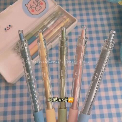 Ins style Korean Morandi color high-value gel pen press 0.5mm black ink student brush question