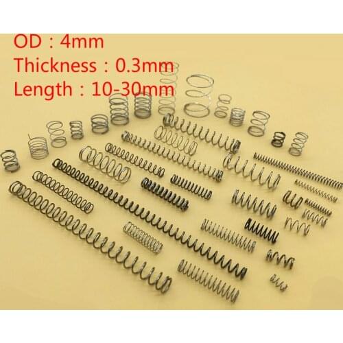 304 stainless steel compression spring Repair spring suit Return spring wire spring 0.3mm Outer diameter 4mm 100pcs