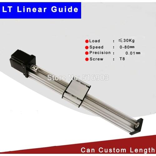 Free Ship 50-500mm Effective Stroke T8 Lead Screw Pitch2 4 8mm Linear Guide Motion Slide Rail CNC 3D Printer Z Axis+Nema23 Motor