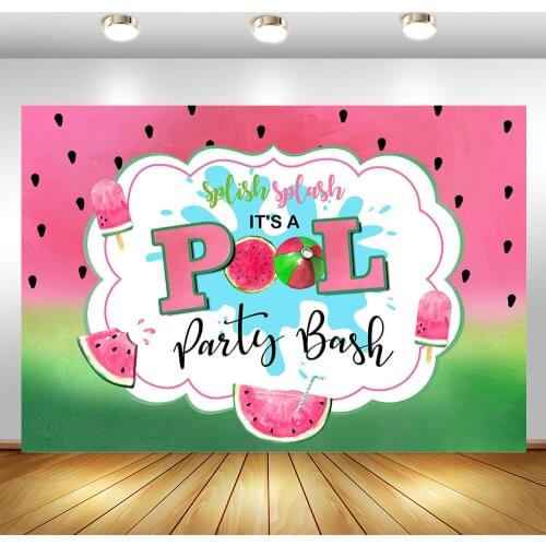 MOCSICKA Watermelon Theme Its a Pool Party Bash Backdrop Summer Fruit Kids Happy 1st Birthday Banner Photography Background