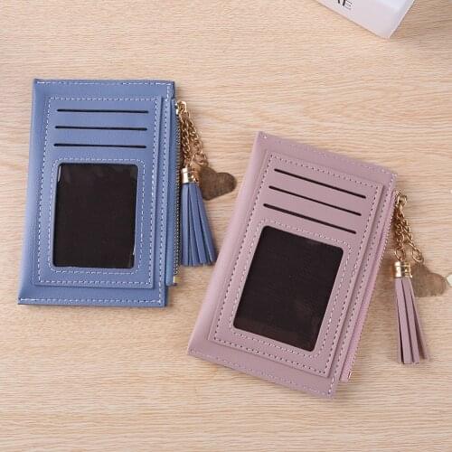 Fashion Women PU Leather Wallet Multi Layers Girl Money Pocket Card Holder Casual Ladies Love Tassel Zipper Mini Handbags Purses