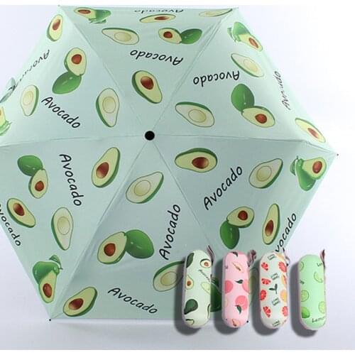 Cartoon Mini Pocket Umbrellas Small Kids 5 Folding Umbrella Rain Windproof Anti-UV Umbrella For Children Fruit Umbrellas