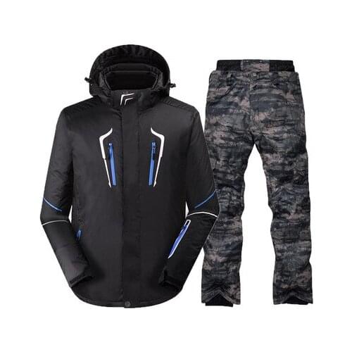 Men Ski Suit Adult Skiing Jacket Pant Windproof Waterproof Outdoor Sport Wear Super Warm Male Snowboard Clothing Trouser Suit
